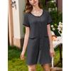 Ekouaer Nightgowns for Women 2 Pack Button Down Sleep Shirts Short Sleeve Nightshirt Sleepwear House Dress with Pockets(Dark Grey/Navy Blue)