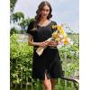 Ekouaer Nightgowns for Women Bamboo Viscose Button Down Sleep Shirts Short Sleeve Nightshirts House Dress with Pockets(Black)