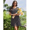 Ekouaer Nightgowns for Women Bamboo Viscose Button Down Sleep Shirts Short Sleeve Nightshirts House Dress with Pockets(Dark Grey)
