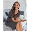 Ekouaer Nightgowns for Women Bamboo Viscose Button Down Sleep Shirts Short Sleeve Nightshirts House Dress with Pockets(Dark Grey)