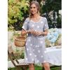 Ekouaer Nightgowns for Women Bamboo Viscose Button Down Sleep Shirts Short Sleeve Nightshirts House Dress with Pockets(Grey Star)