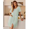 Ekouaer Nightgowns for Women Bamboo Viscose Button Down Sleep Shirts Short Sleeve Nightshirts House Dress with Pockets(Light Green)