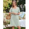Ekouaer Nightgowns for Women Bamboo Viscose Button Down Sleep Shirts Short Sleeve Nightshirts House Dress with Pockets(Light Green)