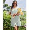 Ekouaer Nightgowns for Women Bamboo Viscose Button Down Sleep Shirts Short Sleeve Nightshirts House Dress with Pockets(Light Green)