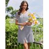 Ekouaer Nightgowns for Women Bamboo Viscose Button Down Sleep Shirts Short Sleeve Nightshirts House Dress with Pockets(Light Grey)