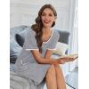 Ekouaer Nightgowns for Women Bamboo Viscose Button Down Sleep Shirts Short Sleeve Nightshirts House Dress with Pockets(Light Grey)