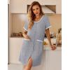 Ekouaer Nightgowns for Women Bamboo Viscose Button Down Sleep Shirts Short Sleeve Nightshirts House Dress with Pockets(Light Grey)