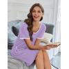 Ekouaer Nightgowns for Women Bamboo Viscose Button Down Sleep Shirts Short Sleeve Nightshirts House Dress with Pockets(Light Purple)