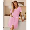 Ekouaer Nightgowns for Women Bamboo Viscose Button Down Sleep Shirts Short Sleeve Nightshirts House Dress with Pockets(Pink)