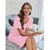 Ekouaer Nightgowns for Women Bamboo Viscose Button Down Sleep Shirts Short Sleeve Nightshirts House Dress with Pockets(Pink)