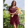 Ekouaer Nightgowns for Women Bamboo Viscose Button Down Sleep Shirts Short Sleeve Nightshirts House Dress with Pockets(Red)