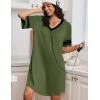 Ekouaer Nightgowns for Women Bamboo Viscose Nightgown Short Sleeve Sleep Shirts V Neck Nightshirt Soft Sleepwear(Army Green)