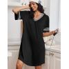 Ekouaer Nightgowns for Women Bamboo Viscose Nightgown Short Sleeve Sleep Shirts V Neck Nightshirt Soft Sleepwear(Black)