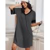 Ekouaer Nightgowns for Women Bamboo Viscose Nightgown Short Sleeve Sleep Shirts V Neck Nightshirt Soft Sleepwear(Dark Grey)