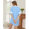 Ekouaer Nightgowns for Women Bamboo Viscose Nightgown Short Sleeve Sleep Shirts V Neck Nightshirt Soft Sleepwear(Light Blue)