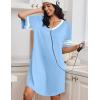 Ekouaer Nightgowns for Women Bamboo Viscose Nightgown Short Sleeve Sleep Shirts V Neck Nightshirt Soft Sleepwear(Light Blue)