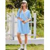 Ekouaer Nightgowns for Women Bamboo Viscose Nightgown Short Sleeve Sleep Shirts V Neck Nightshirt Soft Sleepwear(Light Blue)