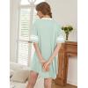 Ekouaer Nightgowns for Women Bamboo Viscose Nightgown Short Sleeve Sleep Shirts V Neck Nightshirt Soft Sleepwear(Light Green)