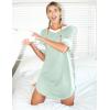 Ekouaer Nightgowns for Women Bamboo Viscose Nightgown Short Sleeve Sleep Shirts V Neck Nightshirt Soft Sleepwear(Light Green)