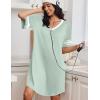 Ekouaer Nightgowns for Women Bamboo Viscose Nightgown Short Sleeve Sleep Shirts V Neck Nightshirt Soft Sleepwear(Light Green)