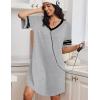 Ekouaer Nightgowns for Women Bamboo Viscose Nightgown Short Sleeve Sleep Shirts V Neck Nightshirt Soft Sleepwear(Light Grey)
