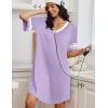Ekouaer Nightgowns for Women Bamboo Viscose Nightgown Short Sleeve Sleep Shirts V Neck Nightshirt Soft Sleepwear(Light Purple)