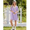 Ekouaer Nightgowns for Women Bamboo Viscose Nightgown Short Sleeve Sleep Shirts V Neck Nightshirt Soft Sleepwear(Light Purple)