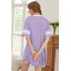 Ekouaer Nightgowns for Women Bamboo Viscose Nightgown Short Sleeve Sleep Shirts V Neck Nightshirt Soft Sleepwear(Light Purple)
