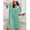 Ekouaer Nightgowns for Women Bamboo Viscose Nightgown Short Sleeve Sleep Shirts V Neck Nightshirt Soft Sleepwear(Mid Green)