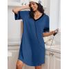 Ekouaer Nightgowns for Women Bamboo Viscose Nightgown Short Sleeve Sleep Shirts V Neck Nightshirt Soft Sleepwear(Navy)