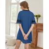 Ekouaer Nightgowns for Women Bamboo Viscose Nightgown Short Sleeve Sleep Shirts V Neck Nightshirt Soft Sleepwear(Navy)