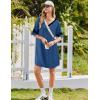 Ekouaer Nightgowns for Women Bamboo Viscose Nightgown Short Sleeve Sleep Shirts V Neck Nightshirt Soft Sleepwear(Navy)