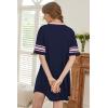 Ekouaer Nightgowns for Women Bamboo Viscose Nightgown Short Sleeve Sleep Shirts V Neck Nightshirt Soft Sleepwear(Navy Blue)