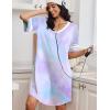 Ekouaer Nightgowns for Women Bamboo Viscose Nightgown Short Sleeve Sleep Shirts V Neck Nightshirt Soft Sleepwear(Tie Dye)