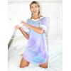 Ekouaer Nightgowns for Women Bamboo Viscose Nightgown Short Sleeve Sleep Shirts V Neck Nightshirt Soft Sleepwear(Tie Dye)