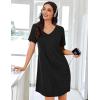 Ekouaer Nightgowns for Women Bamboo Viscose Sleep Shirts Short Sleeve Night Shirts Casual Sleep Dress Soft Sleepwear(Black)