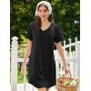 Ekouaer Nightgowns for Women Bamboo Viscose Sleep Shirts Short Sleeve Night Shirts Casual Sleep Dress Soft Sleepwear(Black)