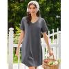 Ekouaer Nightgowns for Women Bamboo Viscose Sleep Shirts Short Sleeve Night Shirts Casual Sleep Dress Soft Sleepwear(Dark Grey)