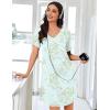 Ekouaer Nightgowns for Women Bamboo Viscose Sleep Shirts Short Sleeve Night Shirts Casual Sleep Dress Soft Sleepwear(Green Flowers)