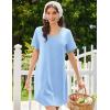 Ekouaer Nightgowns for Women Bamboo Viscose Sleep Shirts Short Sleeve Night Shirts Casual Sleep Dress Soft Sleepwear(Light Blue)