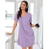 Ekouaer Nightgowns for Women Bamboo Viscose Sleep Shirts Short Sleeve Night Shirts Casual Sleep Dress Soft Sleepwear(Light Purple)