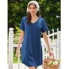 Ekouaer Nightgowns for Women Bamboo Viscose Sleep Shirts Short Sleeve Night Shirts Casual Sleep Dress Soft Sleepwear(Navy)