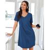 Ekouaer Nightgowns for Women Bamboo Viscose Sleep Shirts Short Sleeve Night Shirts Casual Sleep Dress Soft Sleepwear(Navy)