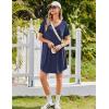 Ekouaer Nightgowns for Women Bamboo Viscose Sleep Shirts Short Sleeve Night Shirts Casual Sleep Dress Soft Sleepwear(Navy Blue)