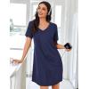 Ekouaer Nightgowns for Women Bamboo Viscose Sleep Shirts Short Sleeve Night Shirts Casual Sleep Dress Soft Sleepwear(Navy Blue)