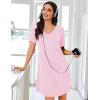 Ekouaer Nightgowns for Women Bamboo Viscose Sleep Shirts Short Sleeve Night Shirts Casual Sleep Dress Soft Sleepwear(Pink)