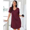 Ekouaer Nightgowns for Women Bamboo Viscose Sleep Shirts Short Sleeve Night Shirts Casual Sleep Dress Soft Sleepwear(Red)