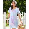 Ekouaer Nightgowns for Women Bamboo Viscose Sleep Shirts Short Sleeve Night Shirts Casual Sleep Dress Soft Sleepwear(Tie-dye)