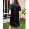 Ekouaer Nightgowns for Women Button Down Sleepshirt Short Sleeve Nightshirt Boyfriend Pajamas V Neck Nightdress S-XXXL(Black Pink Cherry)