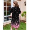 Ekouaer Nightgowns for Women Button Down Sleepshirt Short Sleeve Nightshirt Boyfriend Pajamas V Neck Nightdress S-XXXL(Pink Blossoms)